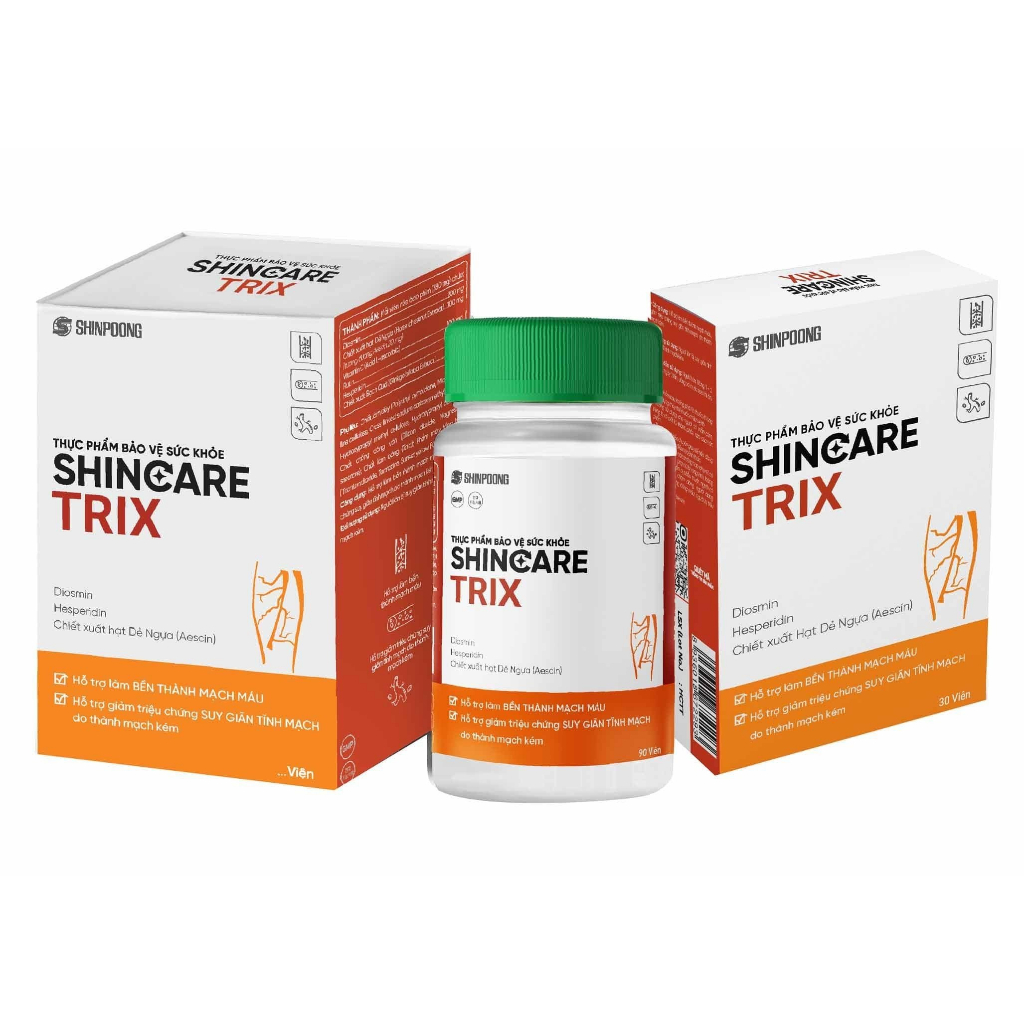 Viên uống SHINCARE TRIX (SHINPOONG) - Hỗ trợ làm bền thành mạch máu, giảm triệu chứng suy giãn tĩnh mạch - Hộp 30 viên