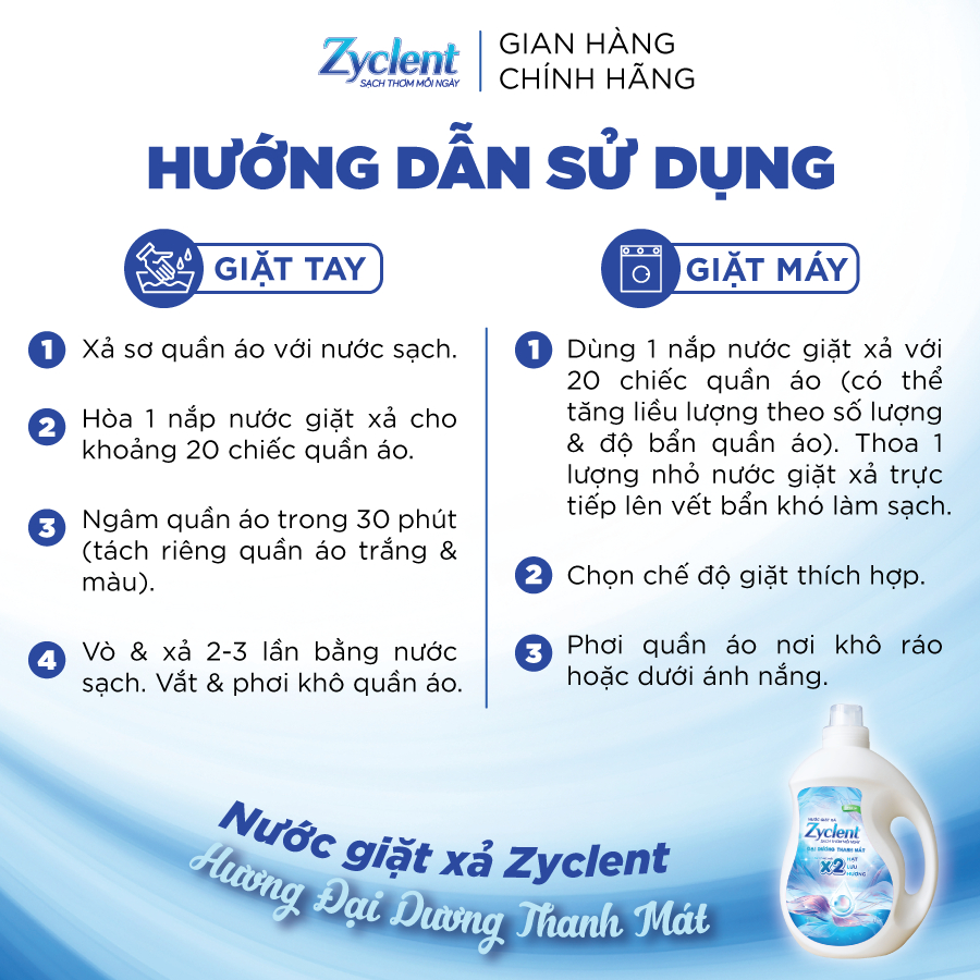 [COMBO TIẾT KIỆM] Nước giặt xả Zyclent Superior 3,8KG + Nước lau sàn Zyclent 1KG
