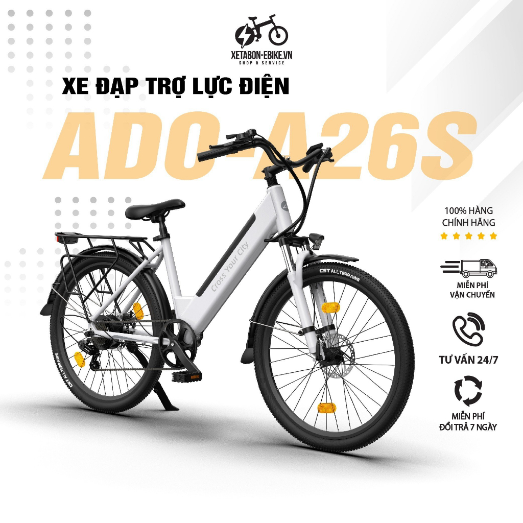 Xe Đạp Điện Trợ Lực ADO A26S - Gấp Gọn - Hàng chính hãng trợ lực quãng đường 100km Bảo hành 1 đổi 1 12 tháng