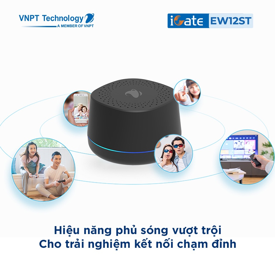 Hệ thống WiFi Mesh VNPT Technology iGate EW12ST (1-pack) chuẩn AC hiệu năng vượt trội dành cho gia đình