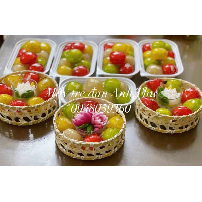 Đế tre tròn, khay tre tròn đan mắt cáo, đĩa tre cao 5p  shop mây tre đan Anh Thư