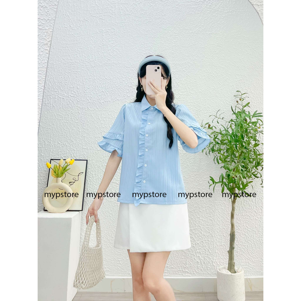 Áo sơ mi đắp bèo tay xếp tầng Mypstore