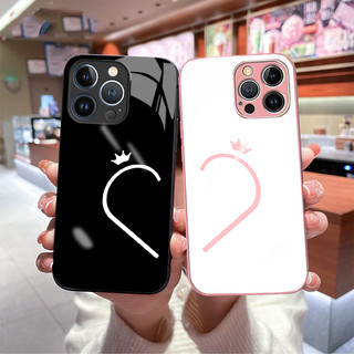 Ốp lưng iphone mặt kính cặp đôi trái tim dẻo iphone 7 8 Plus 6 6s Plus 11 14 13 12 Pro MAX XR X XS MAX SE 2020 kx1005