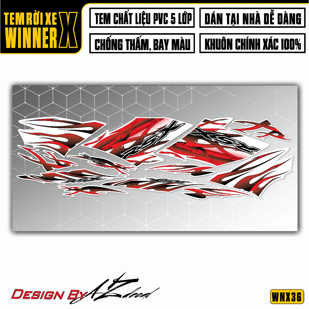 Team Winner X Mẫu RSX Xe Đen Đỏ Trắng Xanh...| WNX36 | Tem Decal Xe Máy Rời Chống Nước Dễ Dán Tại Nhà