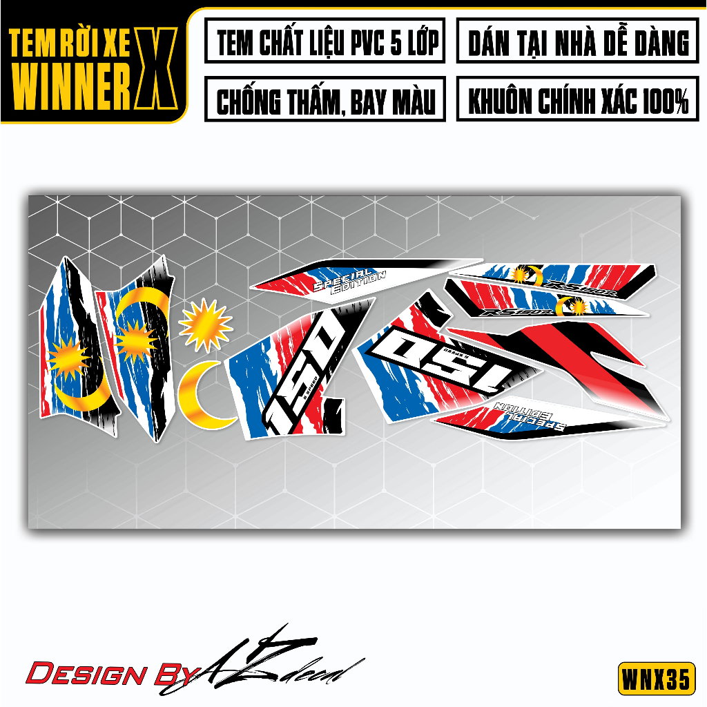 Decal Winner X 150 Màu Tem Cho Xe Đen, Đỏ, Trắng, Xanh...| WNX35 | Team Tem Xe Máy Rời Chống Nước Dễ Dán
