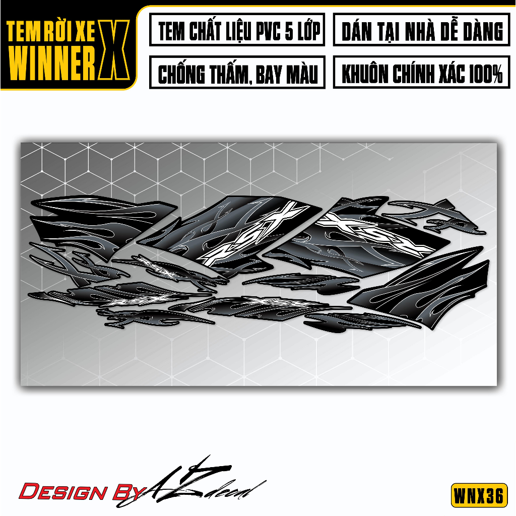 Team Winner X Mẫu RSX Xe Đen Đỏ Trắng Xanh...| WNX36 | Tem Decal Xe Máy Rời Chống Nước Dễ Dán Tại Nhà