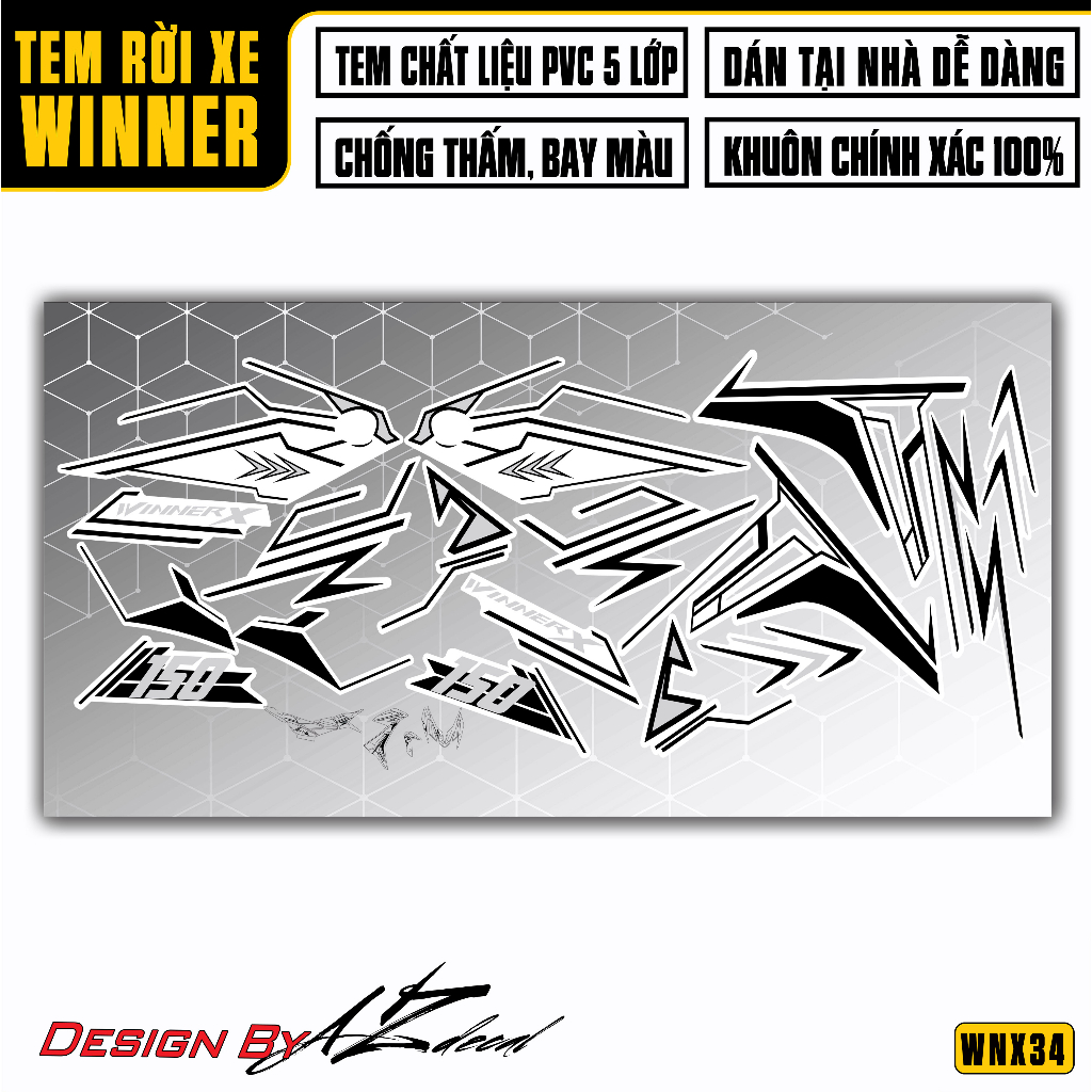 Team Winner X Đa Dạng Màu Xe Đen Đỏ Trắng Xanh...| WNX34 | Tem Decal Xe Máy Rời Chống Nước, Bền Màu, Khuôn Cắt Sẵn