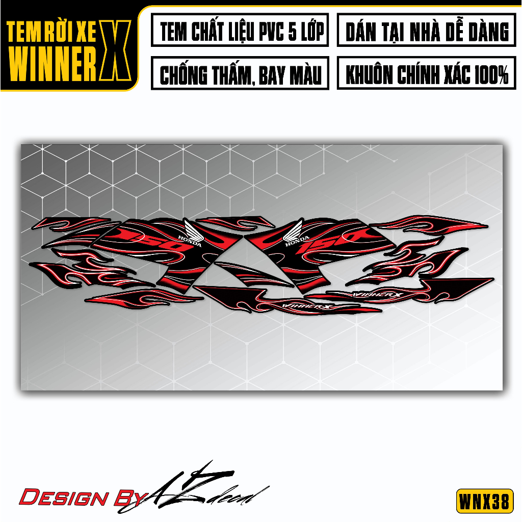 Tem Decal Xe Winner X V2 Xe Trắng Đen | WNX38 | Team Rời Xe Máy Chống Nước Dễ Dán Tại Nhà