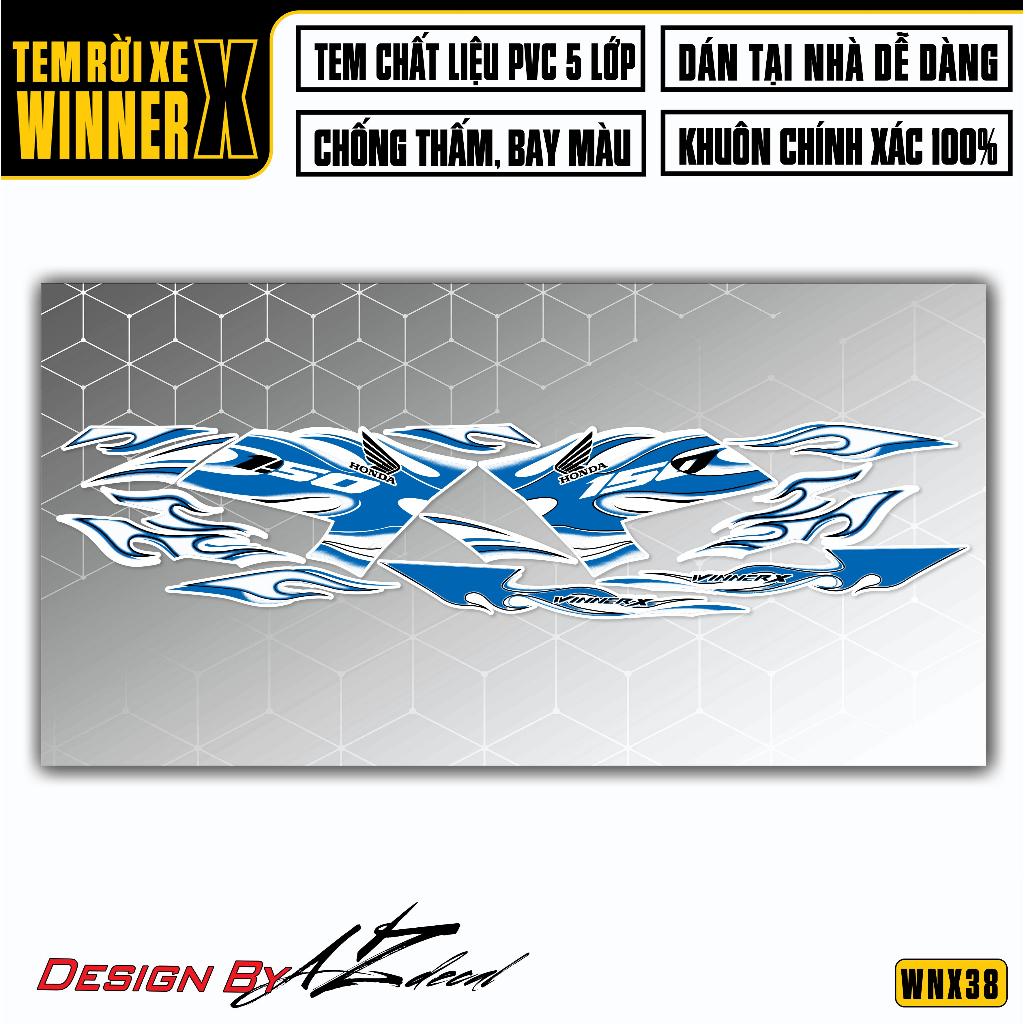 Tem Decal Xe Winner X V2 Xe Trắng Đen | WNX38 | Team Rời Xe Máy Chống Nước Dễ Dán Tại Nhà