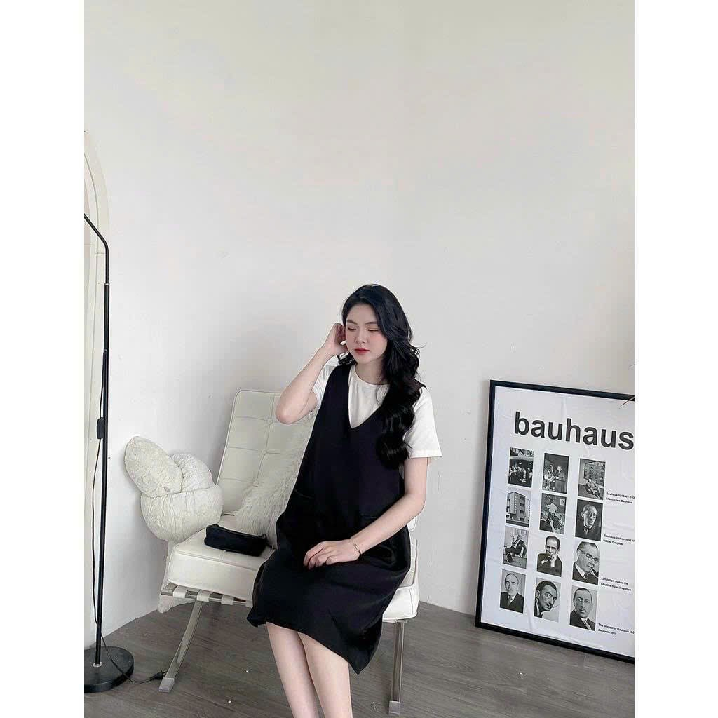 Váy bầu thiết kế Yếm dáng dài-đầm bầu công sở-không kèm áo