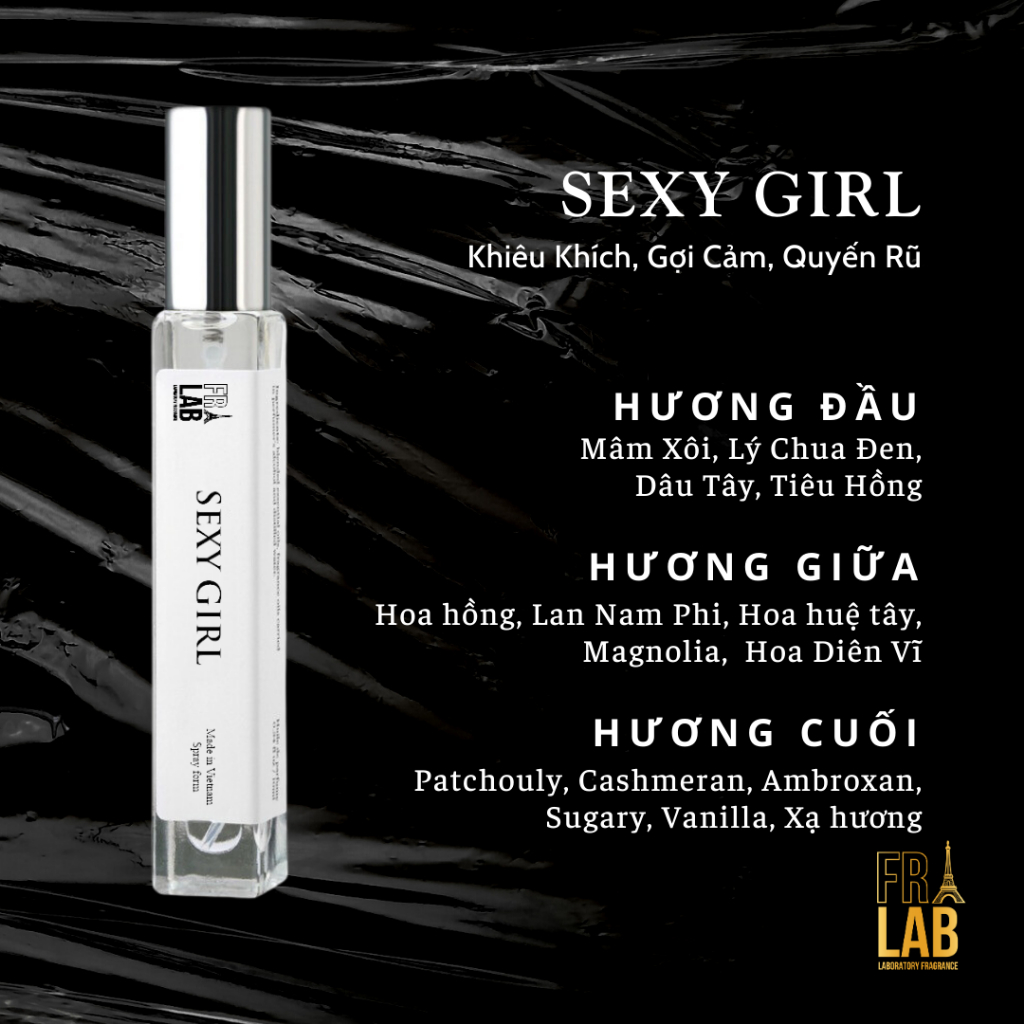 Nước Hoa Nữ Sexy Girl Fralab Hương Thơm Quyến Rũ, Ngọt Ngào, Khiêu Khích, Chai Xịt 10ml