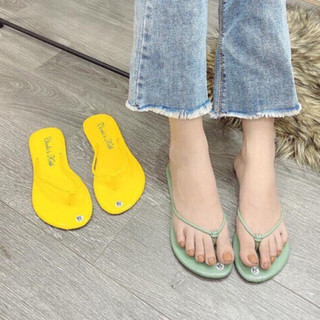 Dép kẹp nữ xỏ ngón quai dây da bóng mũi tròn chắc chắn thời trang mùa hè (9 Màu) D039