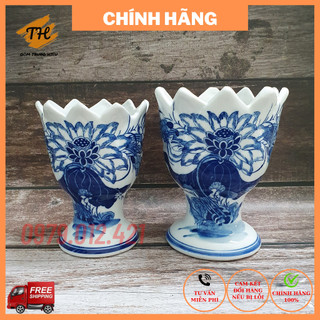 Ly đựng quả Phật Thủ Bát Tràng men lam hàng loại 1