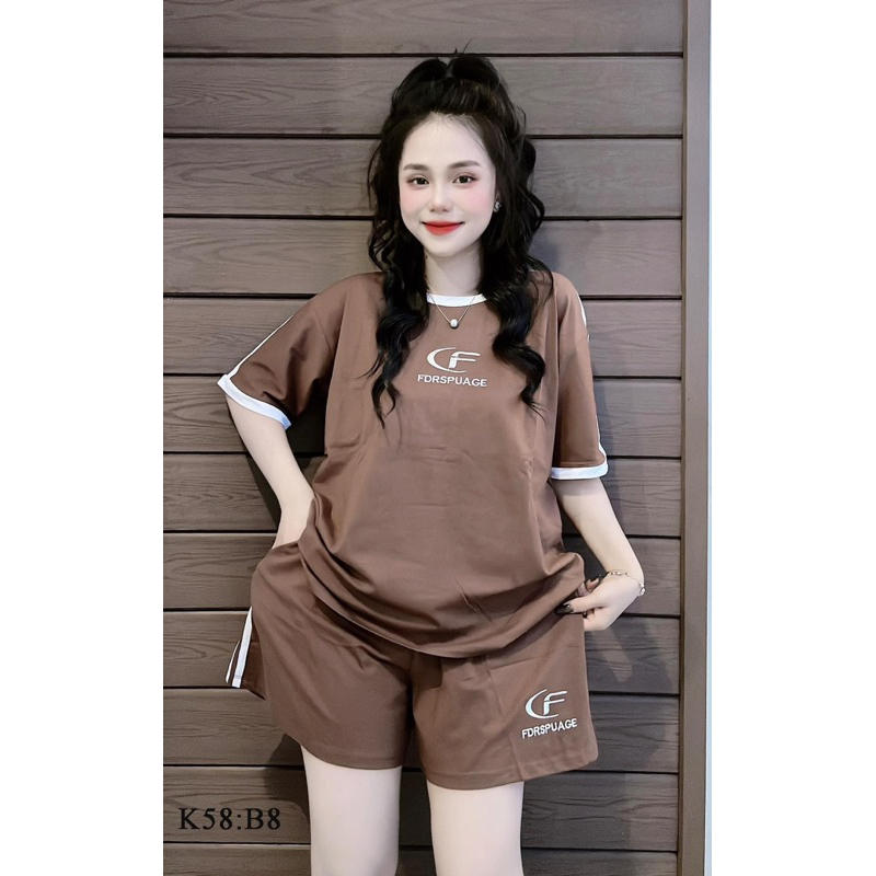 [ Rẻ vô địch ] Set bộ đùi chất cotton su form rộng tay lỡ - Chữ thêu CF