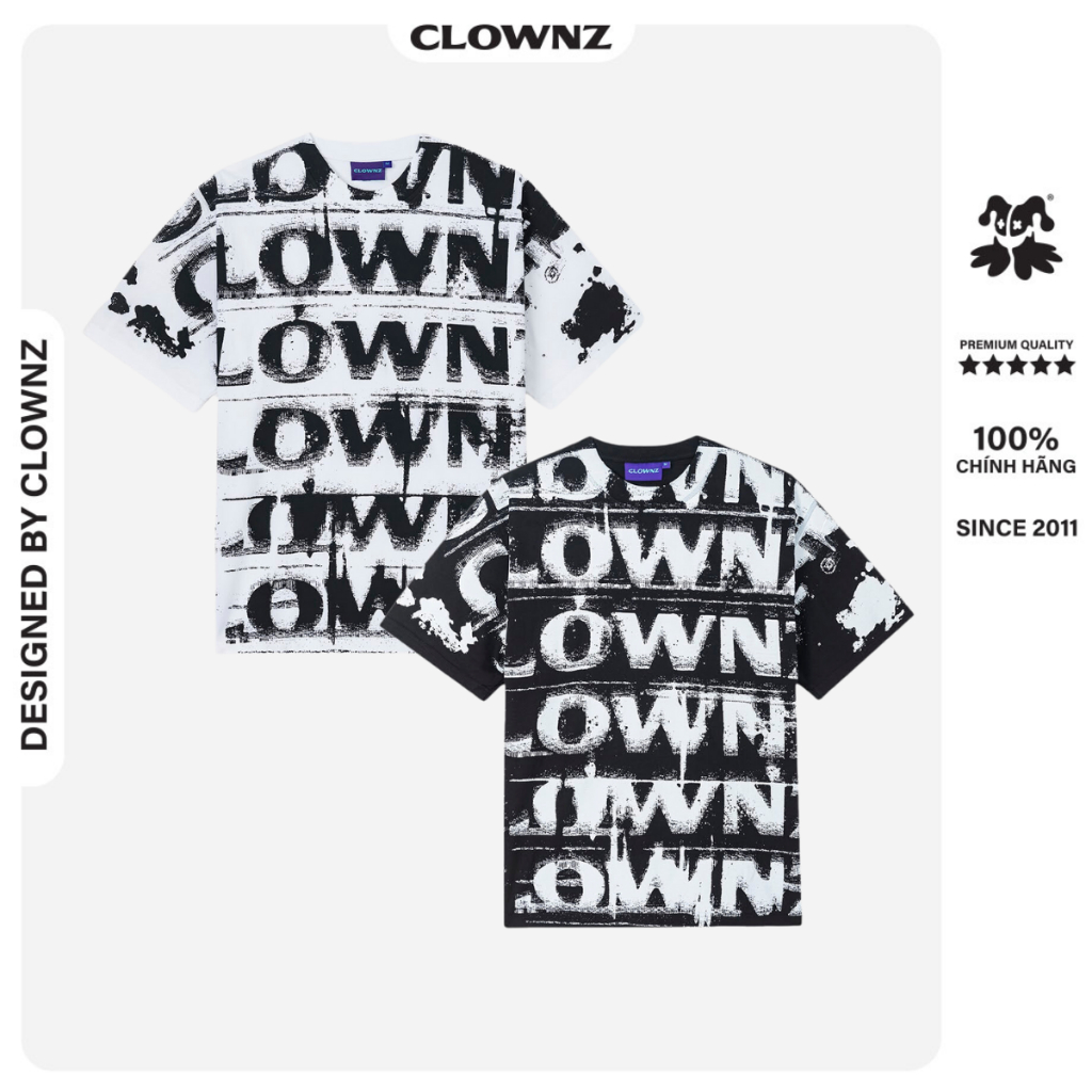 Áo thun ClownZ Grunge local brand cổ tròn unisex form áo phông in tràn thân trước rộng cotton