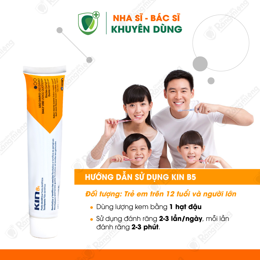 Kem Đánh Răng Kin B5 Phục Hồi Nướu Răng, Sạch Mảng Bám, Ngừa Viêm Nướu, Chống Sâu Răng Dùng Hằng Ngày 125ml