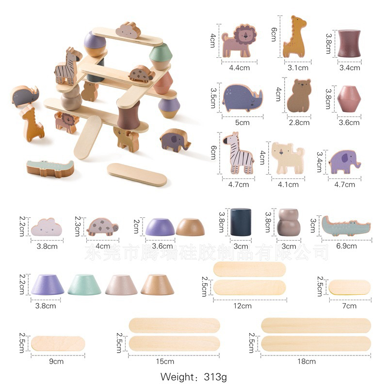 Đồ chơi gỗ động vật thăng bằng kích thích tư duy và phối hợp tay mắt cho Bé