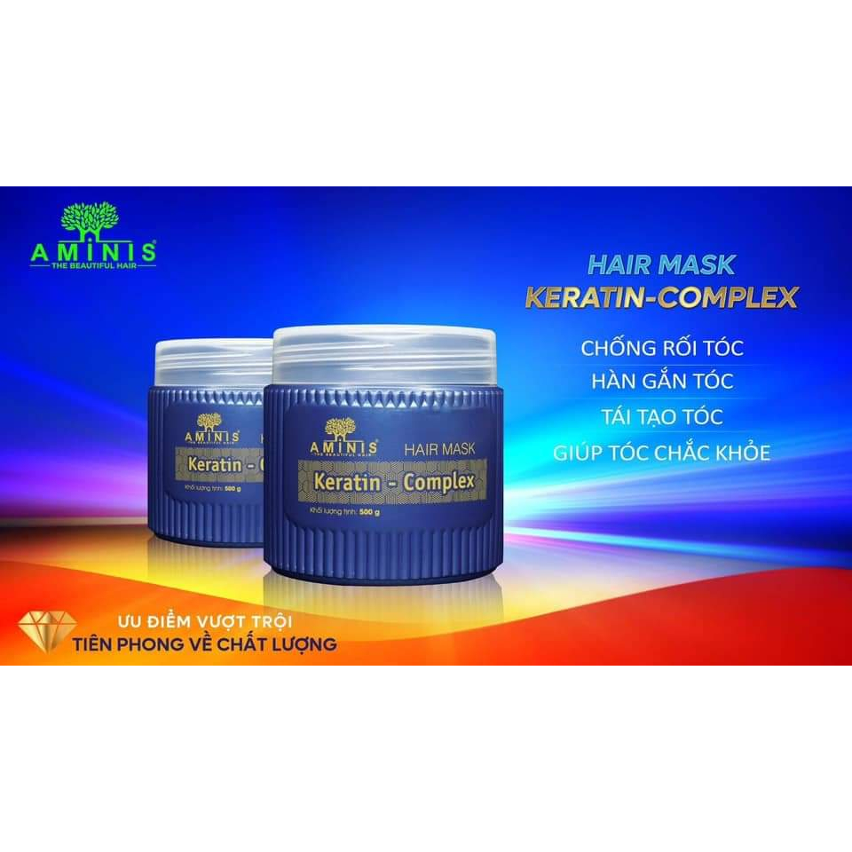 ủ tóc keratin, hấp dầu aminis keratin complex 500ml KKLICK77 tặng nón trùm ủ tóc