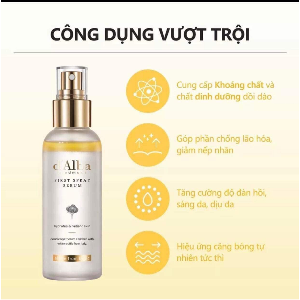XỊT KHOÁNG D’ALBA FIRST SPRAY SERUM 100ML