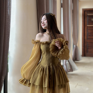 Váy nữ, Váy đi biển Maia Dress thiết kế váy trễ vai kết hợp bèo nhún bồng bềnh, đầm thiết kế by LYLY LALA