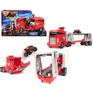 Bộ xe tải Monster Jam 2 in 1 vừa chở xe vừa có bộ đà đẩy xe vào khoang xe