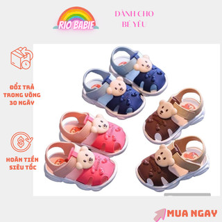 Giày tập đi hình gấu đế cao su mềm cho bé trai, bé gái