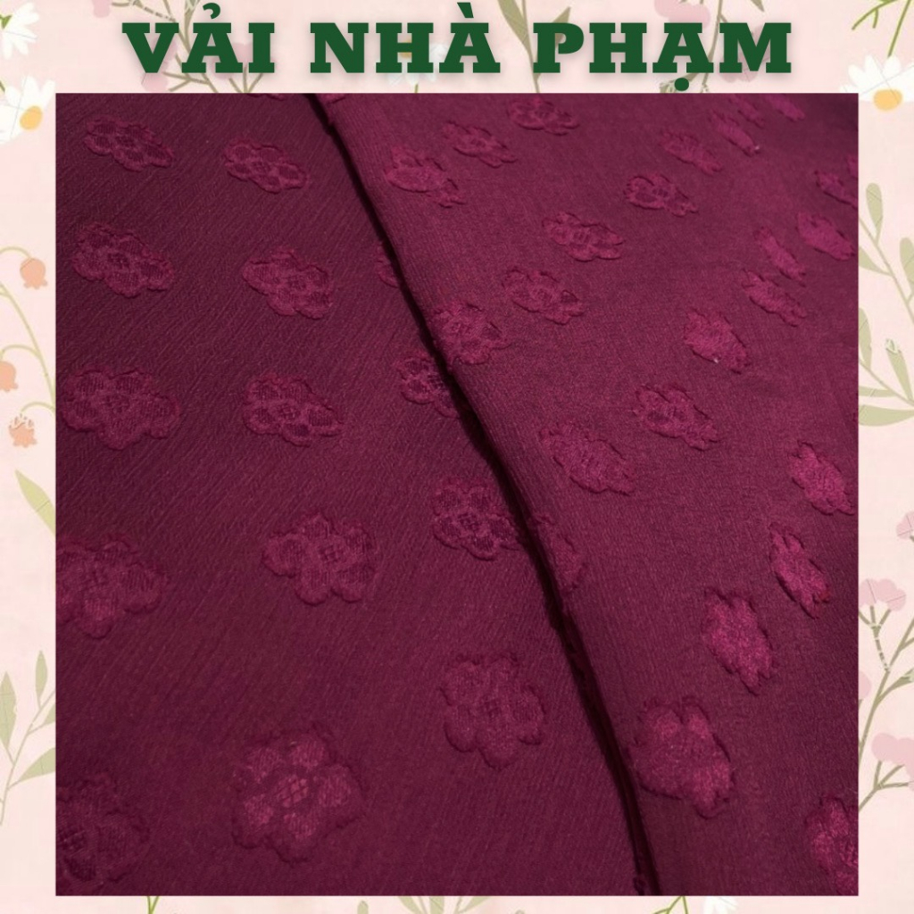 VẢI VOAN ÉP HOA NỀN ĐỎ BẦM-KHỔ 1.5M-VẢI NHÀ PHẠM