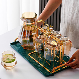 Set bộ bình cốc thủy tinh chịu nhiệt zs015, bình 1800ml+ 6 ly 280ml