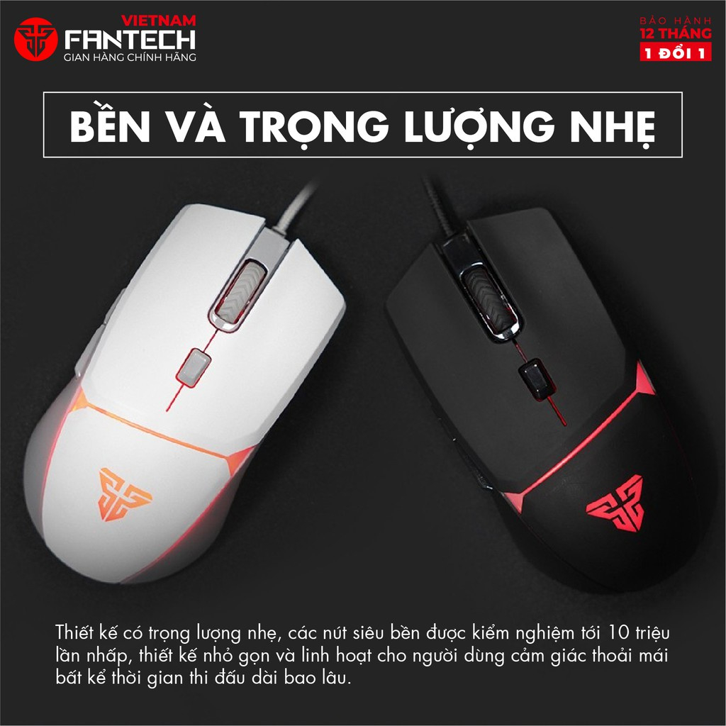 Chuột Gaming Có Dây FANTECH VX7 CRYPTO 8000DPI LED 4 Màu 6 Phím Macro Phần Mềm Tùy Chỉnh Riêng - Hàng Chính Hãng