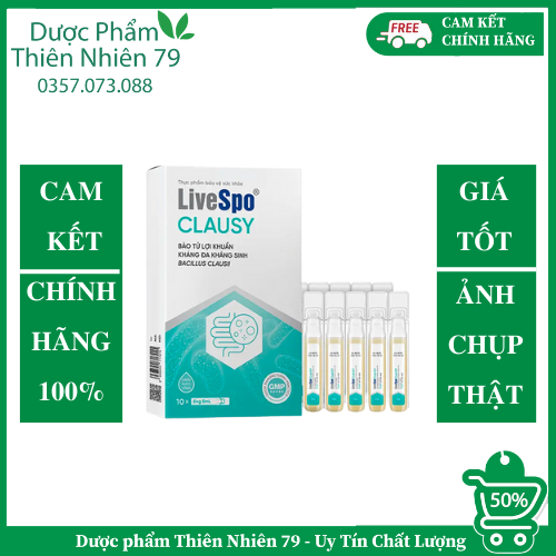 Men vi sinh Livespo Clausy - Hỗ trợ tiêu hoá, giảm đầy hơi, khó tiêu (Hộp 10 ống)