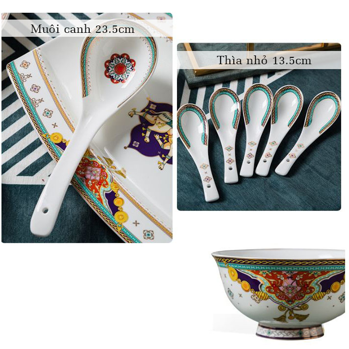 Bộ bát ăn cơm SỨ XƯƠNG Giang Tây cao cấp 58 chi tiết - Bộ chén ăn cơm sang trọng, tinh tế. Mã GS17