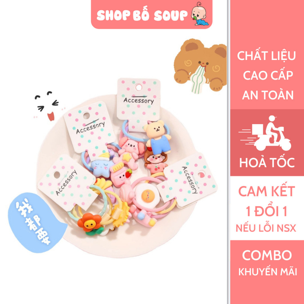 Set 3 Dây Cột Tóc Thú Nhiều Mẫu Cho Bé