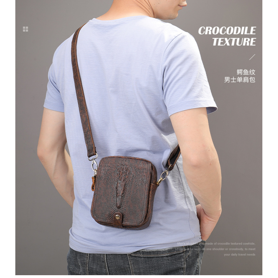 Túi đeo chéo nam  da cá sấu thật 100% DC018