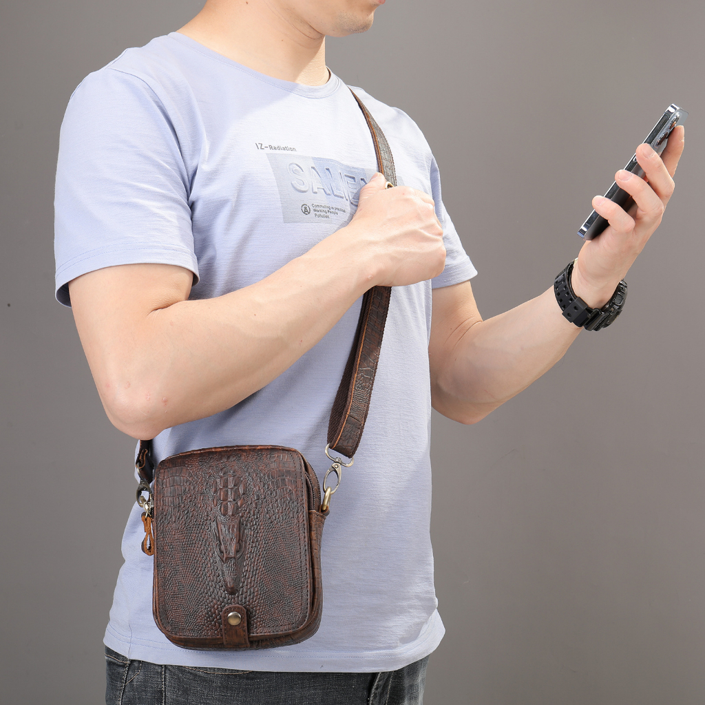 Túi đeo chéo nam  da cá sấu thật 100% DC018