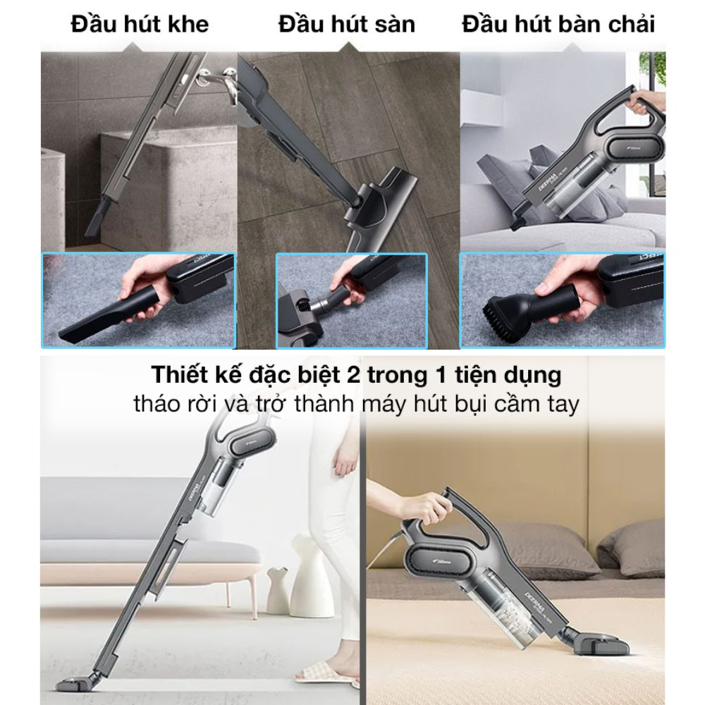 Máy hút bụi cầm tay Deerma DX700 - DX700s có dây công nghệ lốc xoáy siêu mạnh công suất 600w hút bụi giường nệm sofa oto
