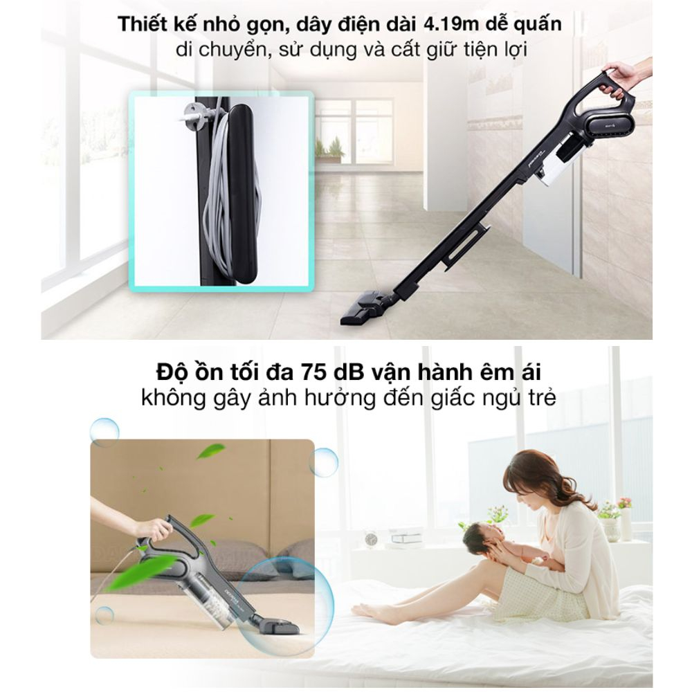 Máy hút bụi cầm tay Deerma DX700 - DX700s có dây công nghệ lốc xoáy siêu mạnh công suất 600w hút bụi giường nệm sofa oto