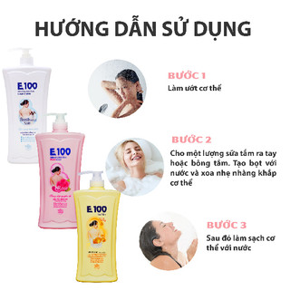 Sữa tắm E100 tinh chất sữa dê 800ml