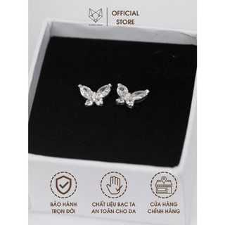 Khuyên Tai Bạc Ta CaoBac Jewellery Hoa Tiết Hình Con Bướm Đính Đá Lấp Lánh Đơn Giản Làm Quà Tặng Cho Bạn Gái