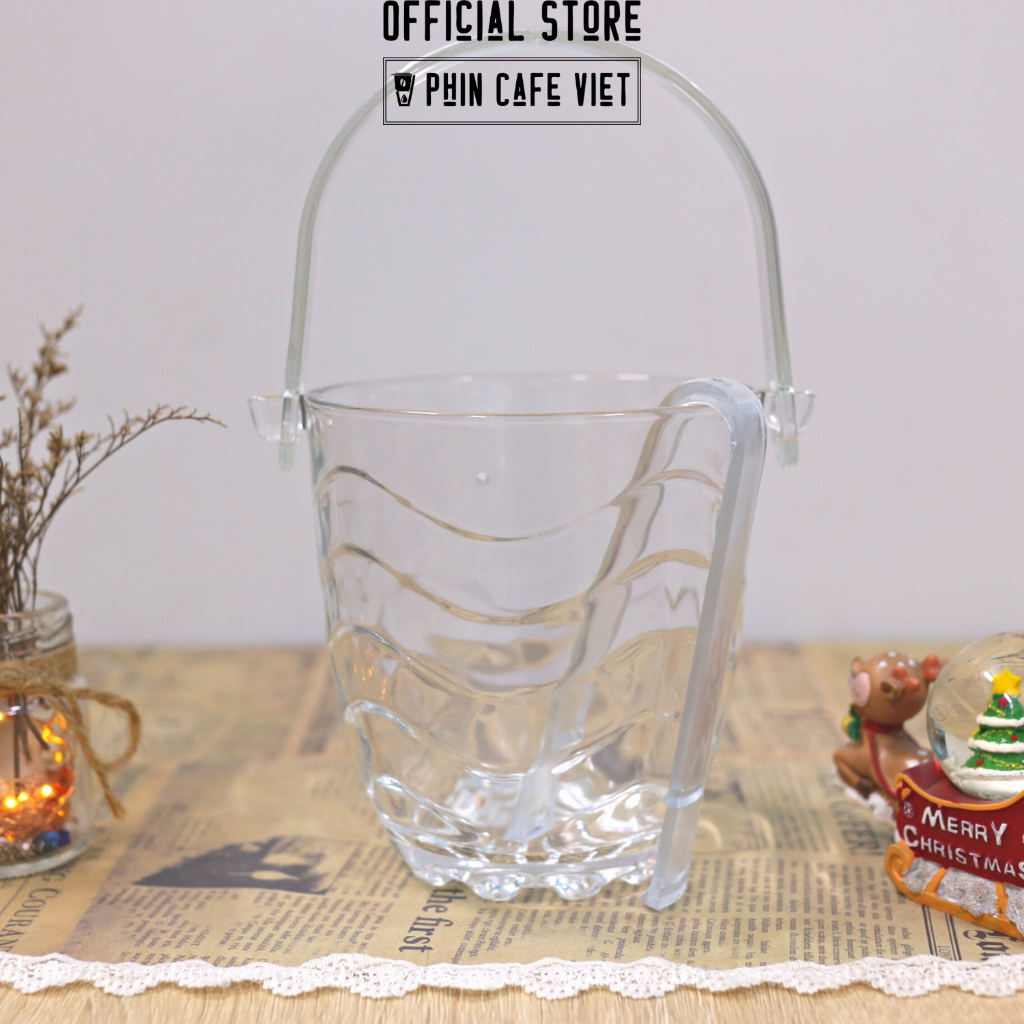 Xô thủy tinh sọc dung tích 830ml đựng phin cà phê size 100gr-150gr