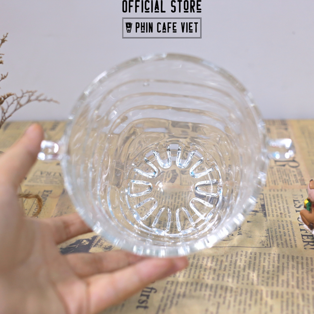 Xô thủy tinh sọc dung tích 830ml đựng phin cà phê size 100gr-150gr