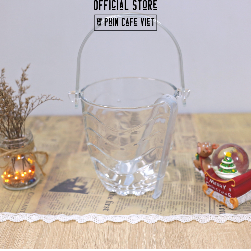 Xô thủy tinh sọc dung tích 830ml đựng phin cà phê size 100gr-150gr