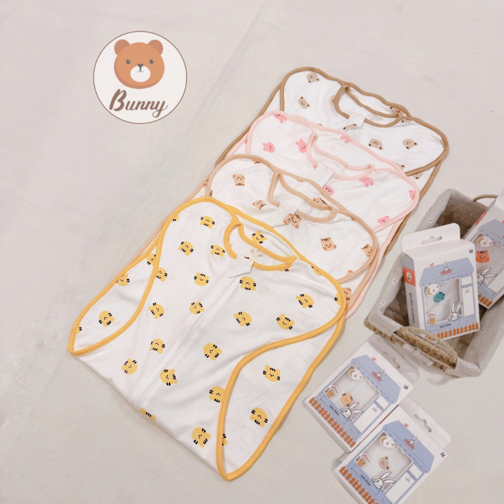 Nhộng chũn thông hơi cao cấp BUNNY, nhộng chũn vải thở cho bé sơ sinh dễ ngủ EASY