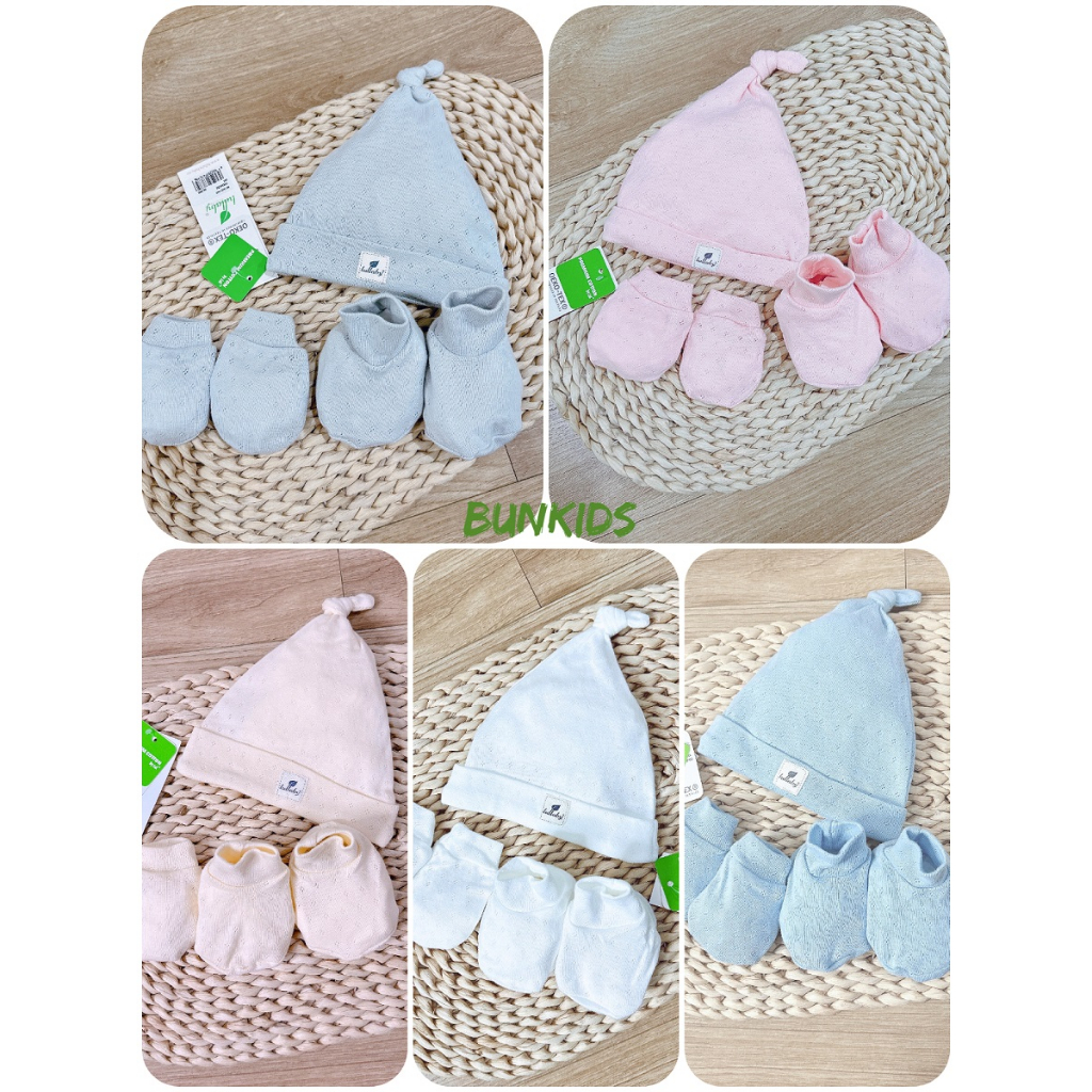 Mũ bao tay bao chân LULLABY sơ sinh vải modal mềm mỏng 0-3M