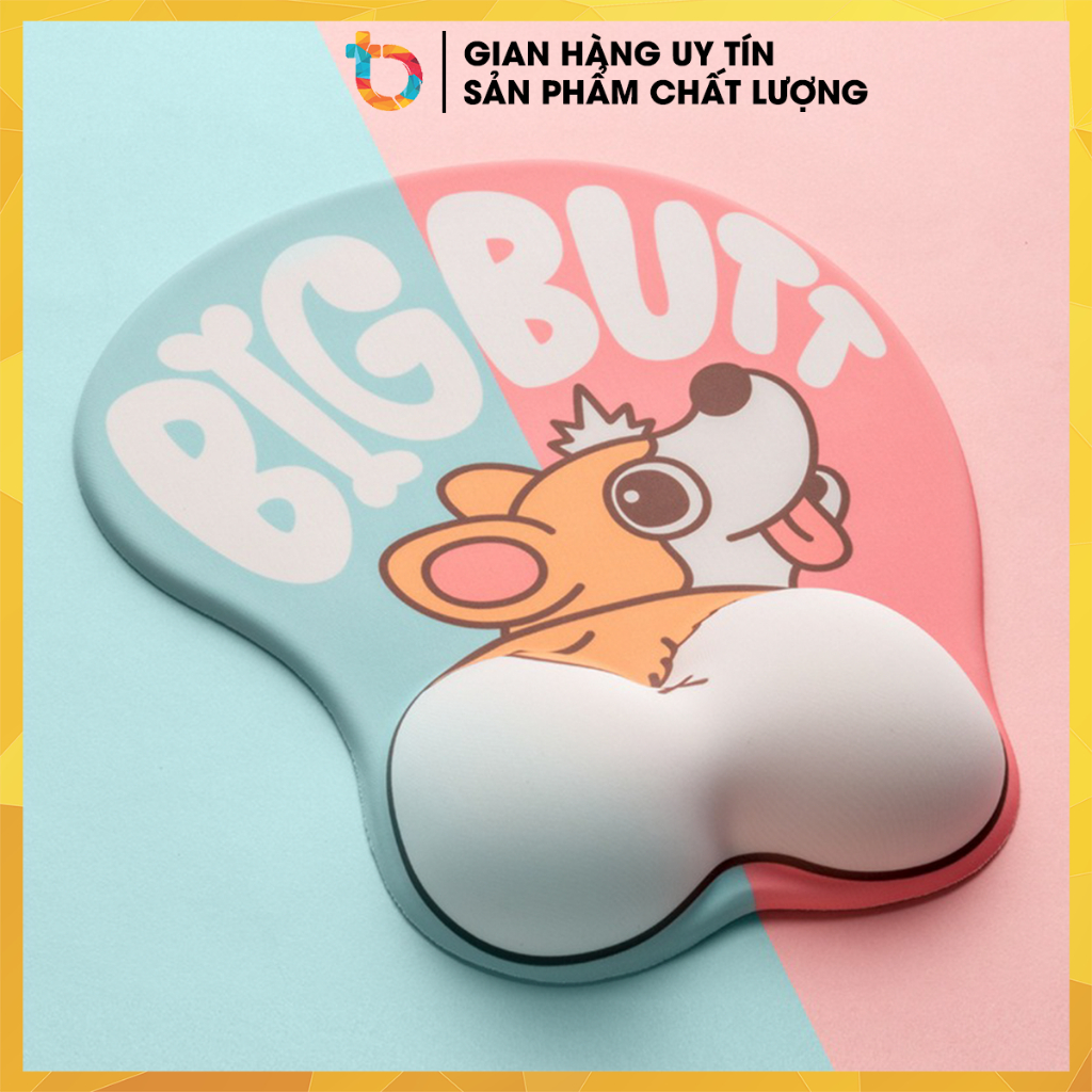 Lót chuột (Mouse Pad) Silicon 3D có đệm kê chống mỏi cổ tay hình Corgi, Poodle, Bulldog, Husky, Mario, Bamboo, ....