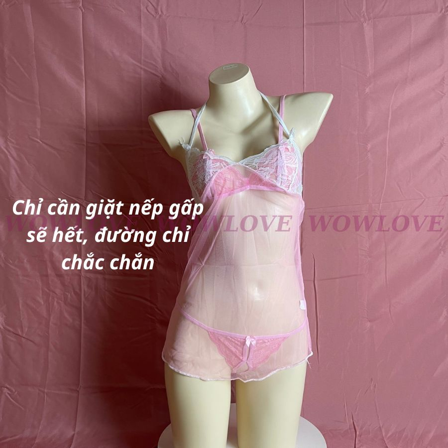 Đầm Ngủ 2 Dây Phối Ren Quyến Rũ Sexy