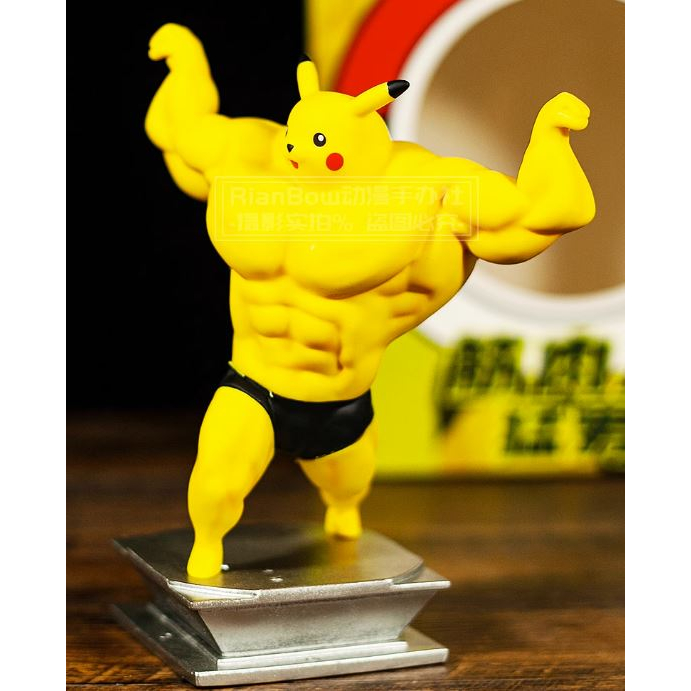 Mô hình nhân vật Pikachu, Charmander, Squirtle, Gangar, Bulbasaur cơ bắp, Tượng Hoạt hình pokemon trang trí