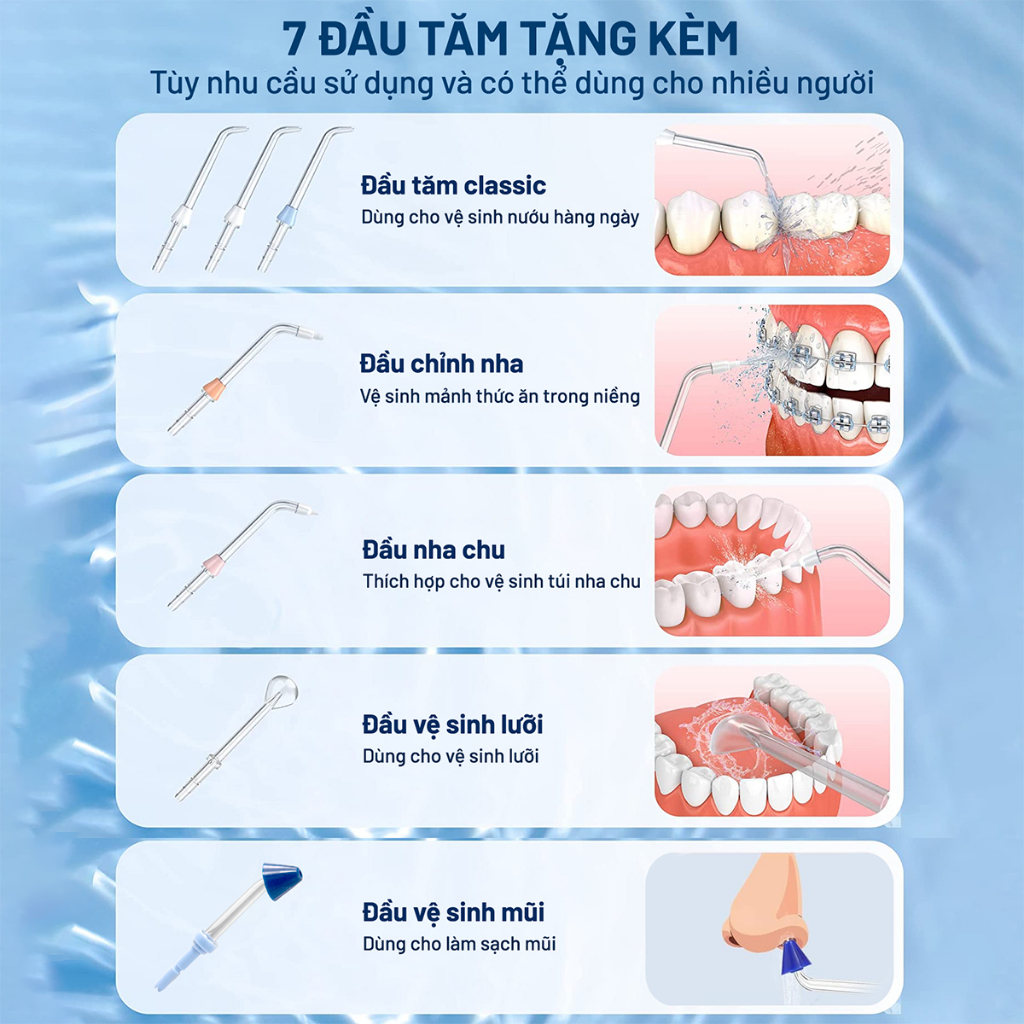 Máy tăm nước YEPCHOOSE YEMI Bao bì mới - 5 Chế độ vệ sinh -Tia nước sóng âm - Bảo hành 1 đổi 1 | Yep Health