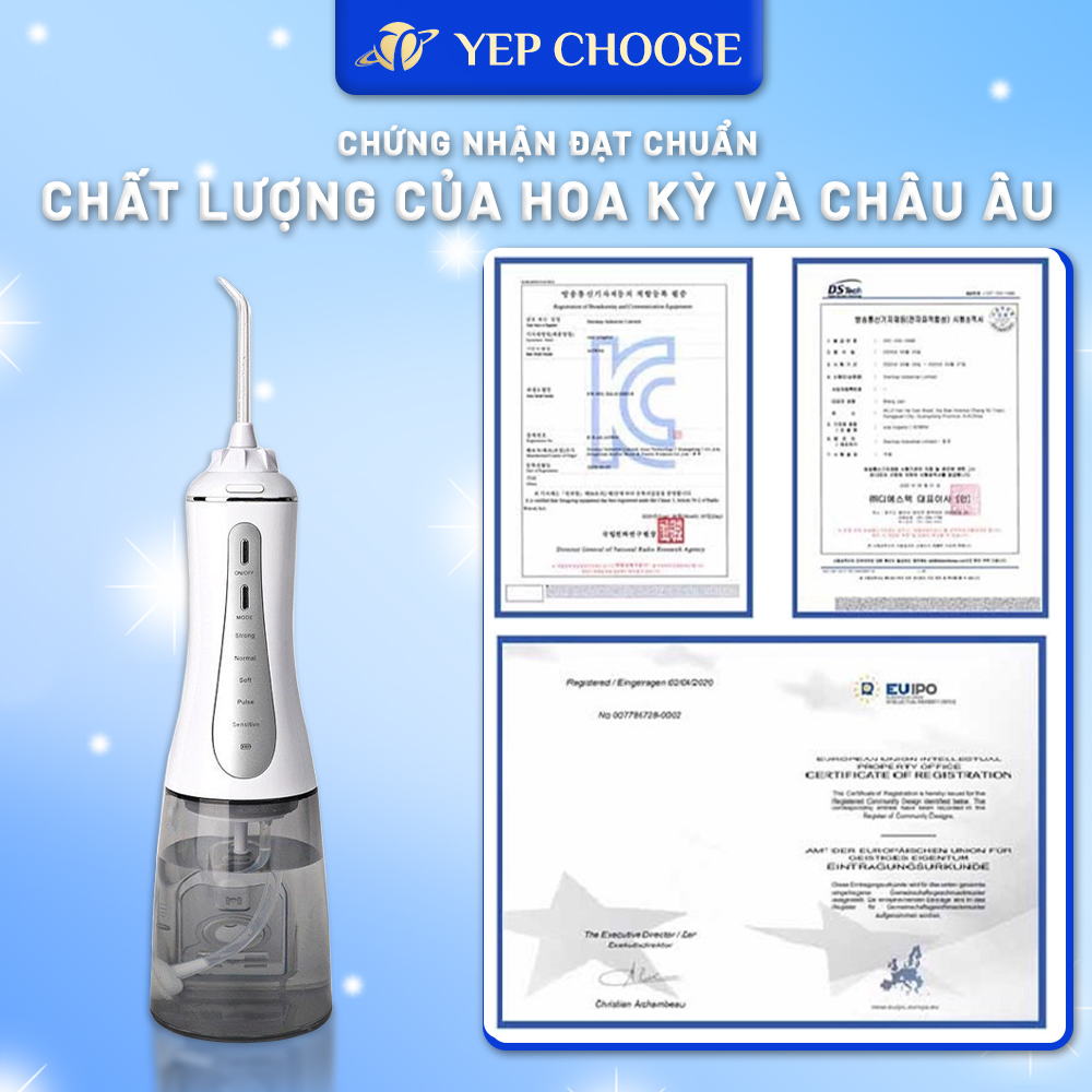 Máy tăm nước YEPCHOOSE YEMI YC1 - 5 Chế độ vệ sinh -Tia nước sóng âm - Bảo hành 1 đổi 1 | Yep Health