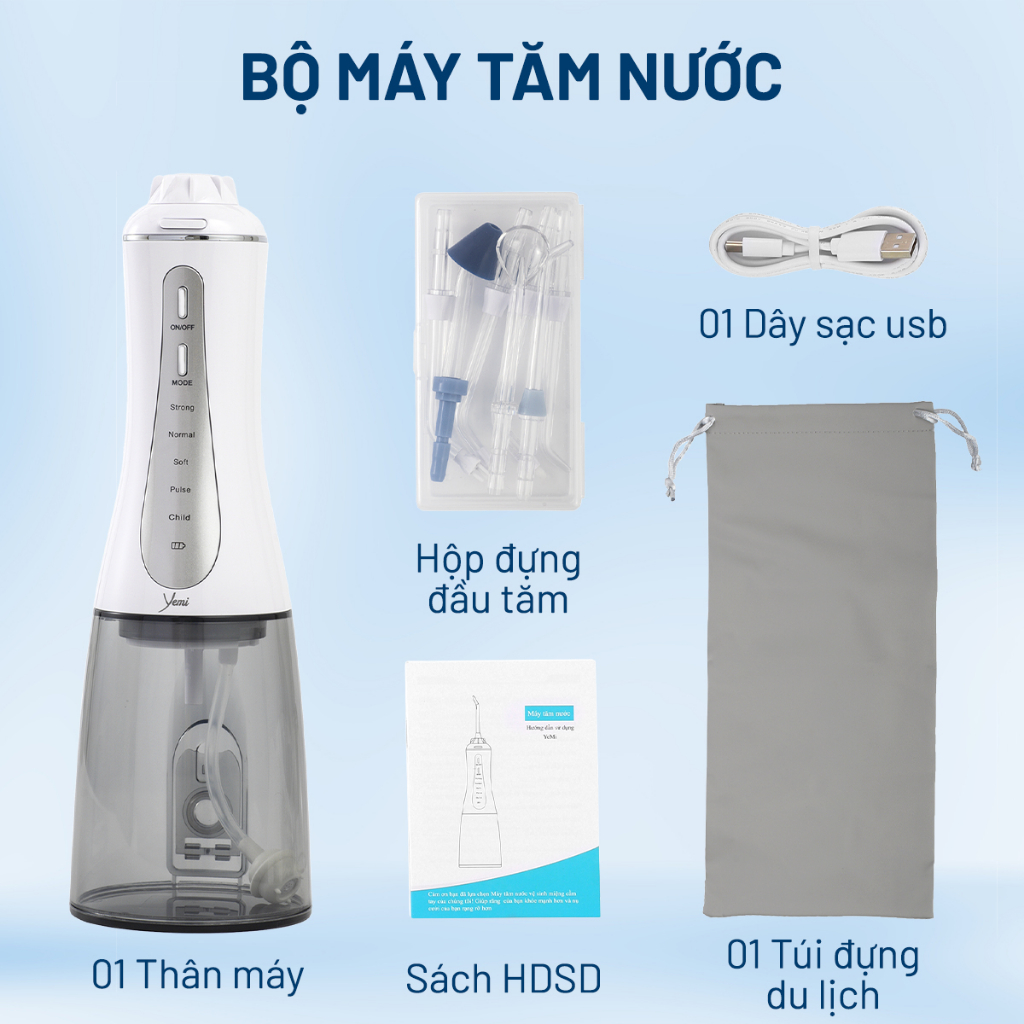 Máy tăm nước YEPCHOOSE YEMI YC1 - 5 Chế độ vệ sinh -Tia nước sóng âm - Bảo hành 1 đổi 1 | Yep Health
