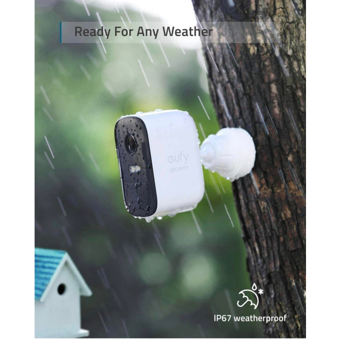 Bộ 2 camera ngoài trời hãng Anker Eufy dùng pin 180 ngày, kết nối Wifi, HD 1080p, chống nước IP67, tích hợp đèn LED